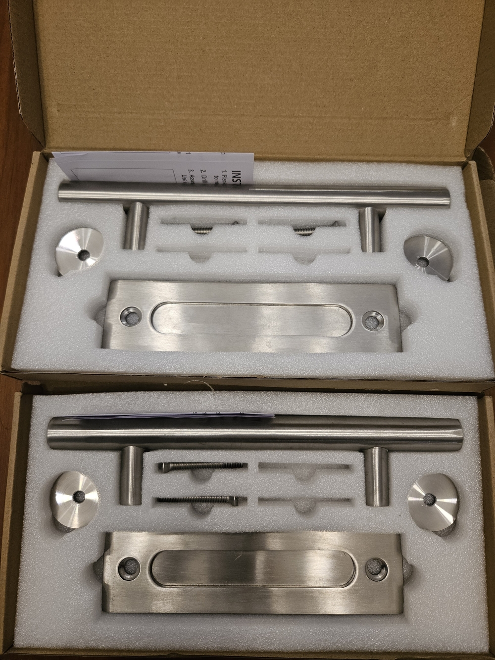 two 12" stainless steel barn french door handles